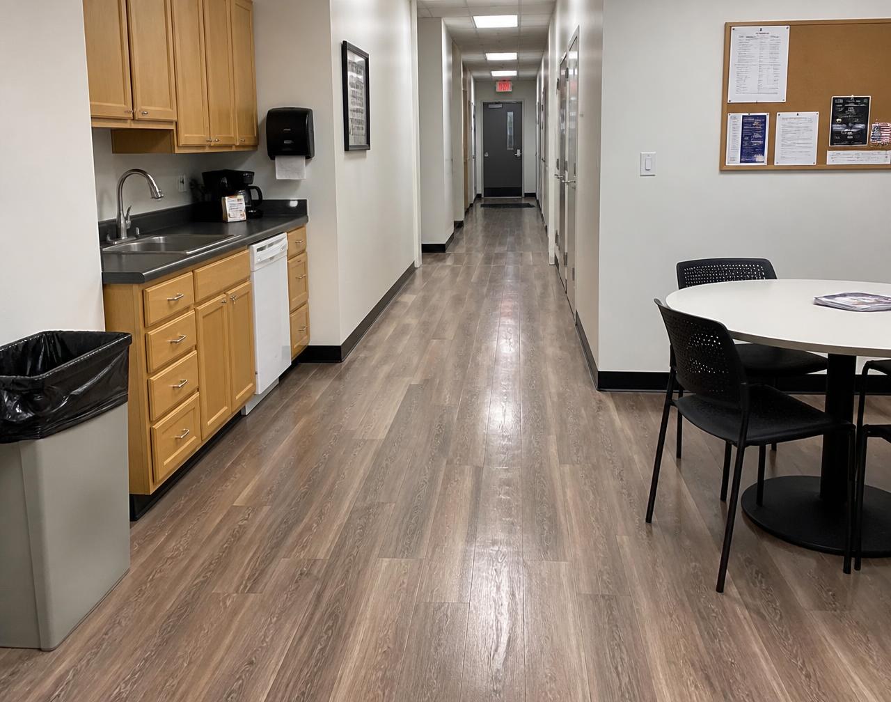 Office suite cleaned overnight by the Serva Services crew